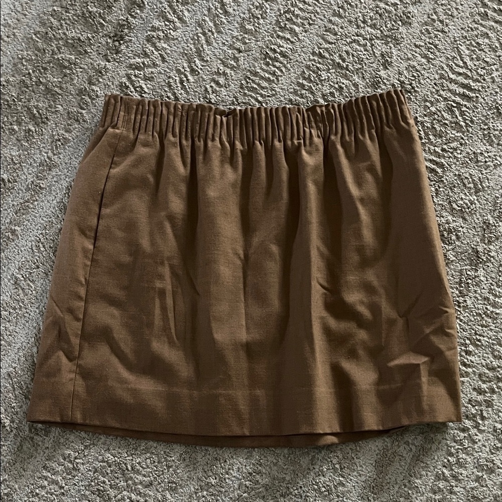 J. Crew Classic Beige Elastic-Waist Mini Wool Blend Lined Pocketed Skirt 16